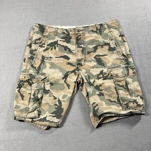 Levis Shorts Mens 34 Green Camo Cargo 10" Outdoor Pockets Utility
